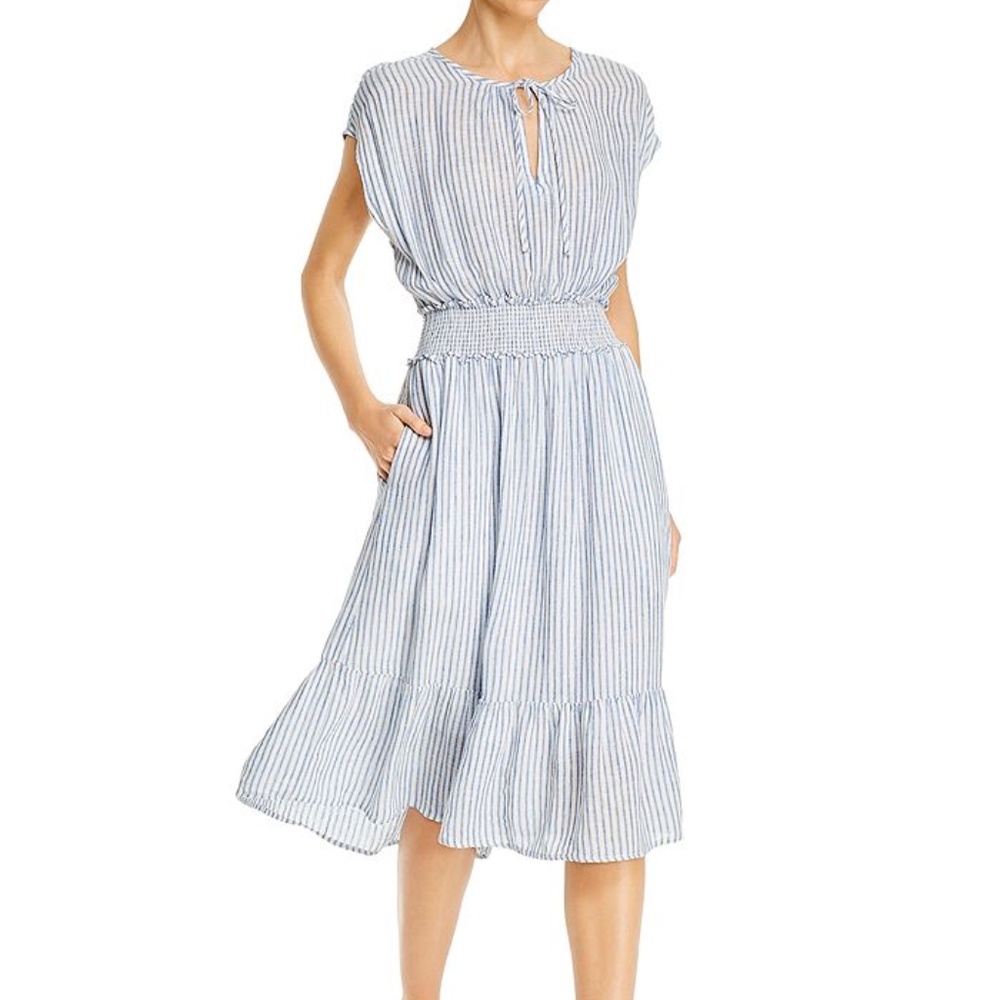 Rails Blue and White Striped Midi Dress